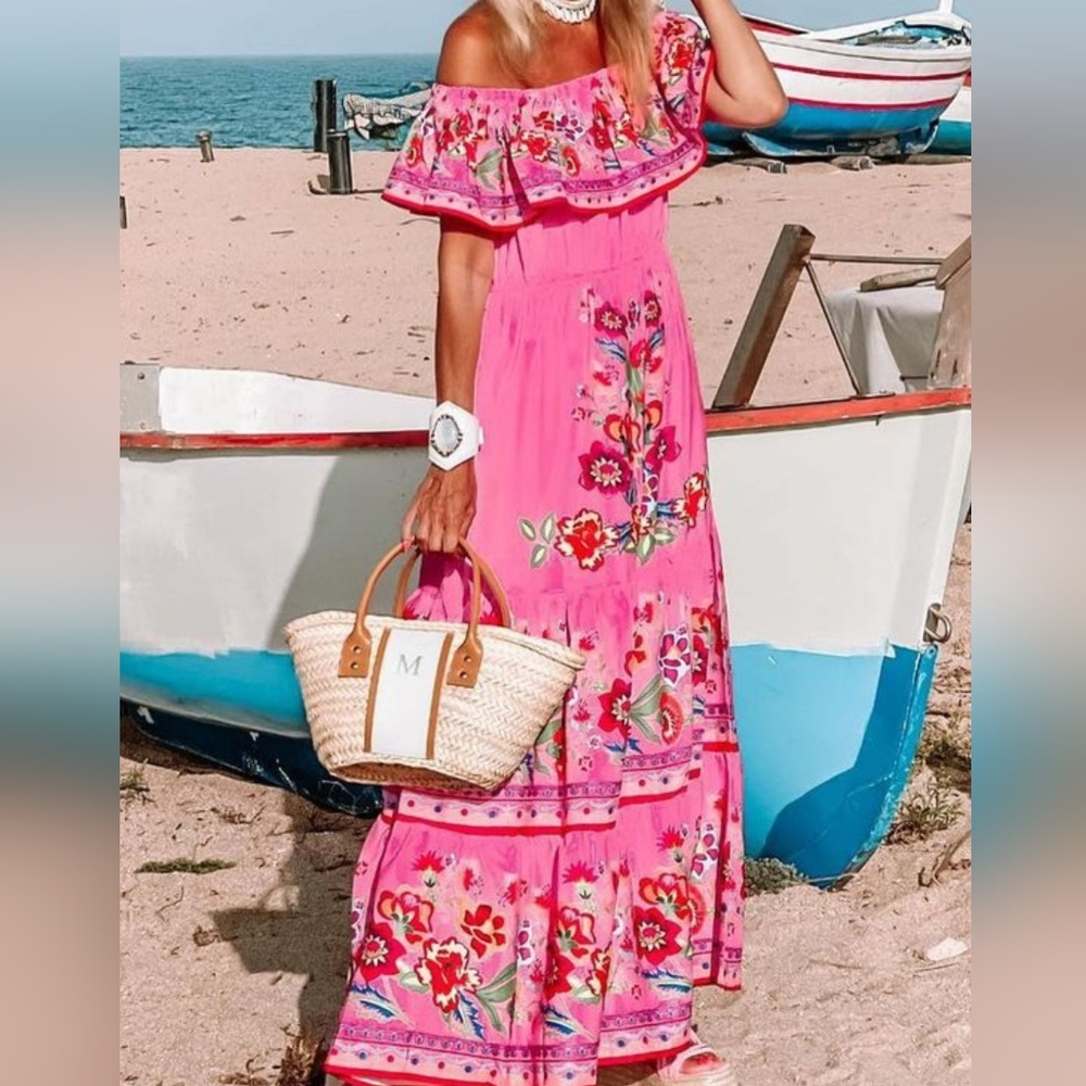 Summer Blossom Ruffle Maxi - Pink - Picture 6 of 8